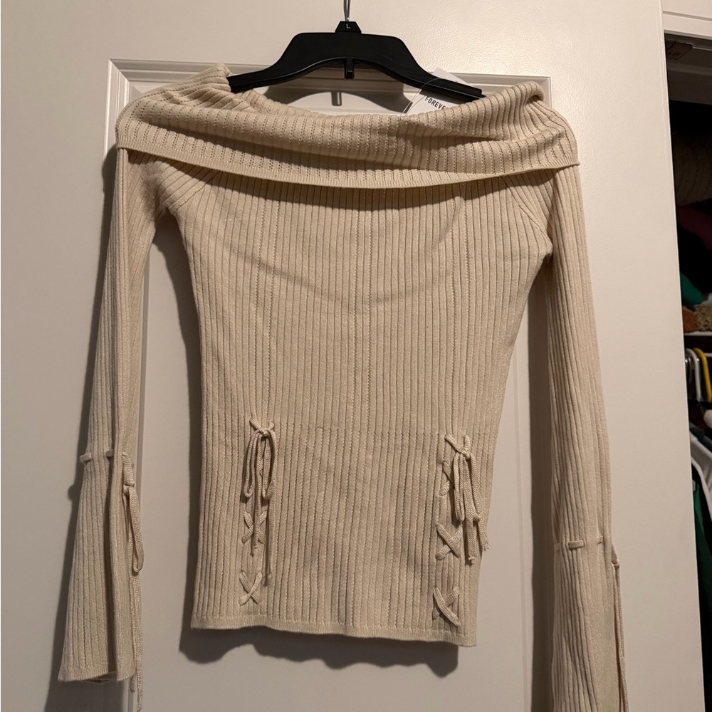 Forever 21 Off-Shoulder Beige Sweater